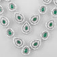 VOJ AD Studded with White and Green Stone Layered Jewellery Set - Swadesiicart
