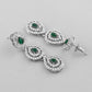 VOJ AD Studded with White and Green Stone Layered Jewellery Set - Swadesiicart