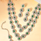 VOJ AD Studded with White and Green Stone Layered Jewellery Set - Swadesiicart