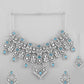 VOJ Silver Plated Designer AD Studded Necklace With Earrings And Mangtikka - Swadesiicart