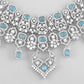 VOJ Silver Plated Designer AD Studded Necklace With Earrings And Mangtikka - Swadesiicart