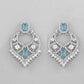 VOJ Silver Plated Designer AD Studded Necklace With Earrings And Mangtikka - Swadesiicart