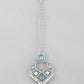 VOJ Silver Plated Designer AD Studded Necklace With Earrings And Mangtikka - Swadesiicart