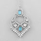 VOJ Silver Plated Designer AD Studded Necklace With Earrings And Mangtikka - Swadesiicart