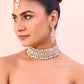 VOJ Silver Plated Stone Studded Designer Necklace With Earrings And Mangtikka - Swadesiicart