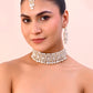 VOJ Silver Plated Stone Studded Designer Necklace With Earrings And Mangtikka - Swadesiicart