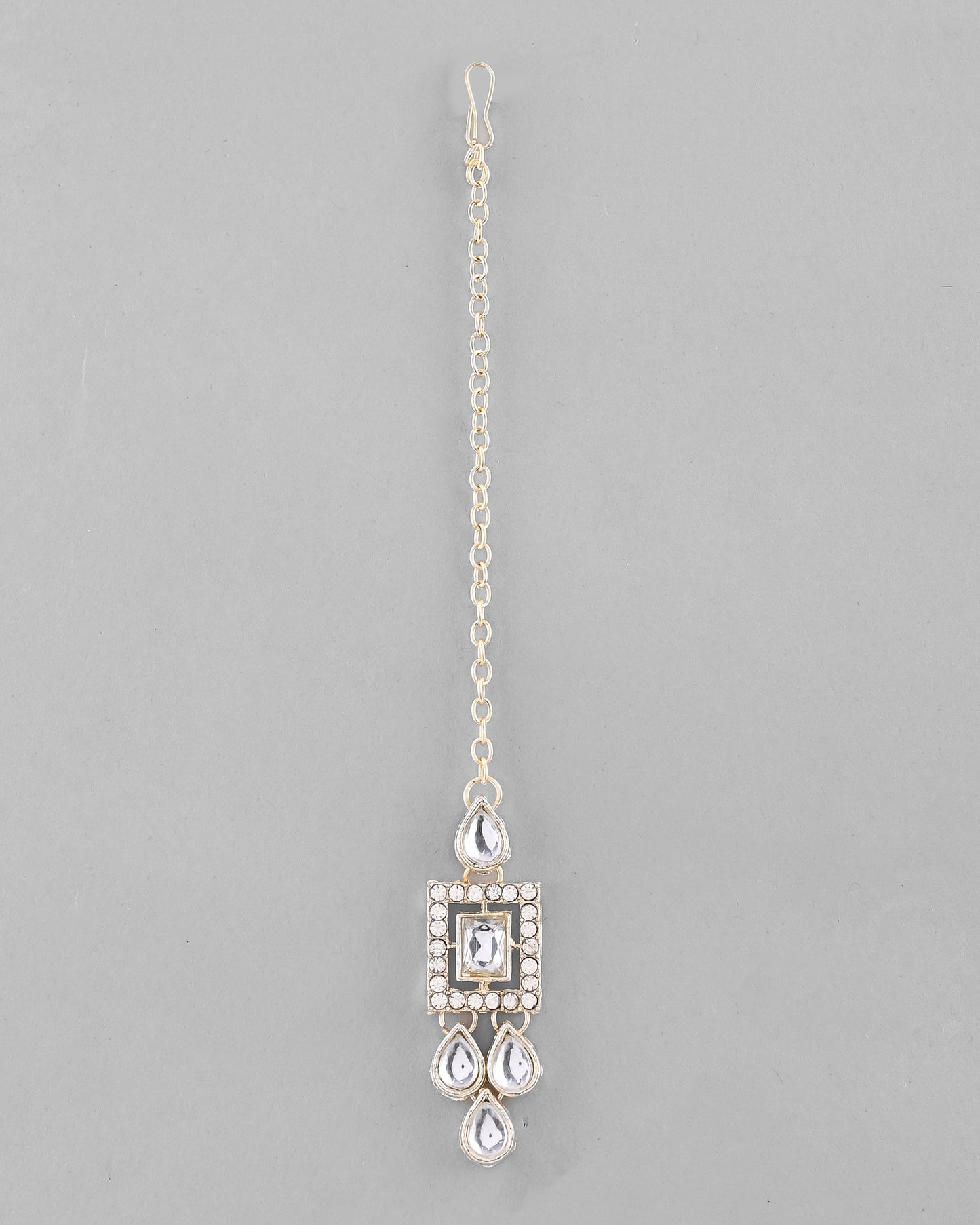 VOJ Silver Plated Stone Studded Designer Necklace With Earrings And Mangtikka - Swadesiicart
