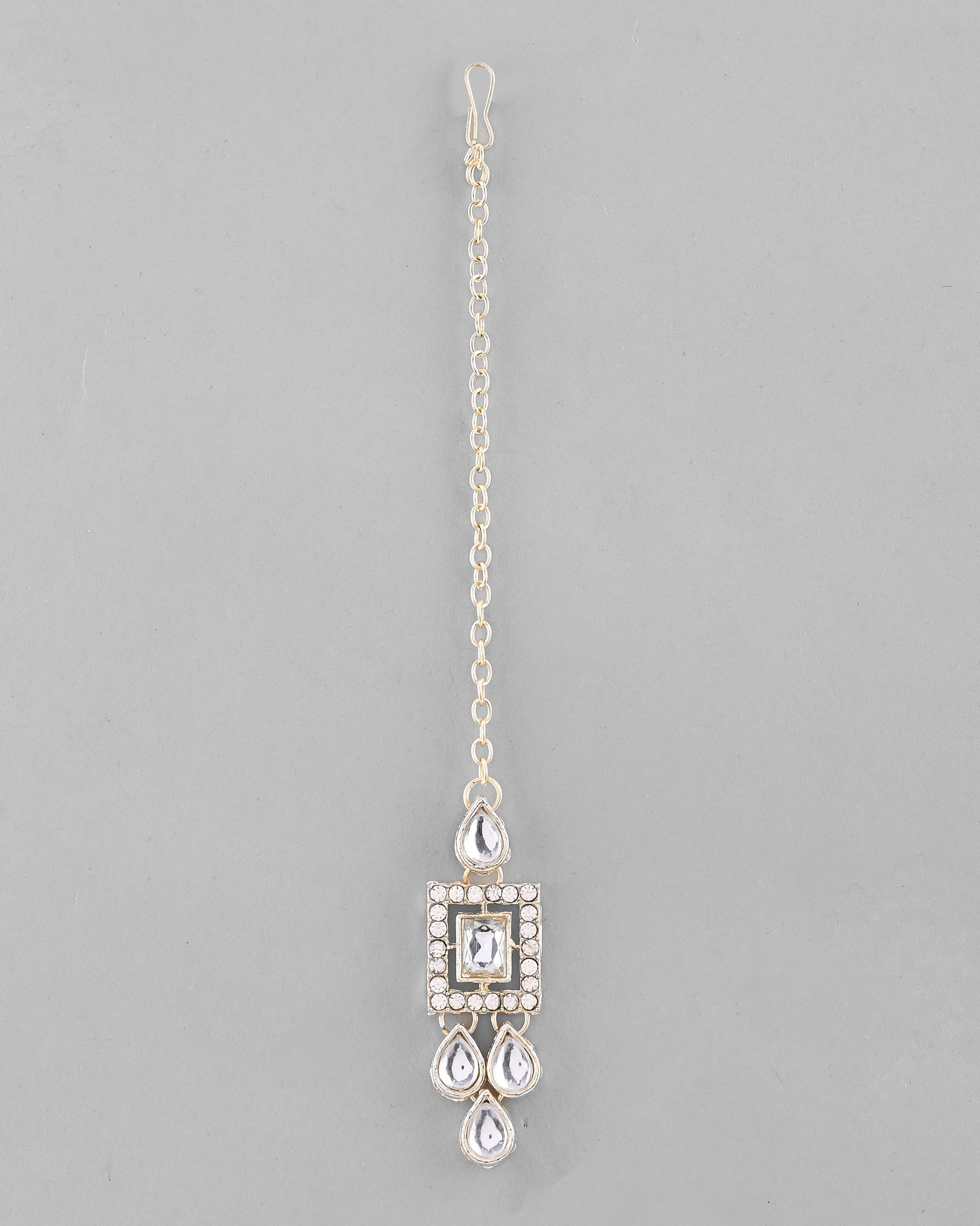 VOJ Silver Plated Stone Studded Designer Necklace With Earrings And Mangtikka - Swadesiicart