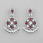 VOJ Silver Plated Pink AD Stone Studded Designer Jewellery Set With Mangtikka - Swadesiicart