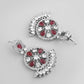VOJ Silver Plated Pink AD Stone Studded Designer Jewellery Set With Mangtikka - Swadesiicart