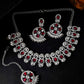 VOJ Silver Plated Pink AD Stone Studded Designer Jewellery Set With Mangtikka - Swadesiicart