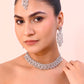 VOJ Silver Plated Baby Pink AD Stone Studded Designer Jewellery Set With Mangtikka - Swadesiicart
