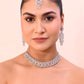 VOJ Silver Plated Baby Pink AD Stone Studded Designer Jewellery Set With Mangtikka - Swadesiicart