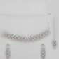 VOJ Silver Plated Baby Pink AD Stone Studded Designer Jewellery Set With Mangtikka - Swadesiicart