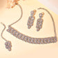 VOJ Silver Plated Baby Pink AD Stone Studded Designer Jewellery Set With Mangtikka - Swadesiicart