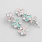 VOJ Silver Plated AD With Nude Green And Light Pink Flower Jewellery Set With Mangtikka - Swadesiicart