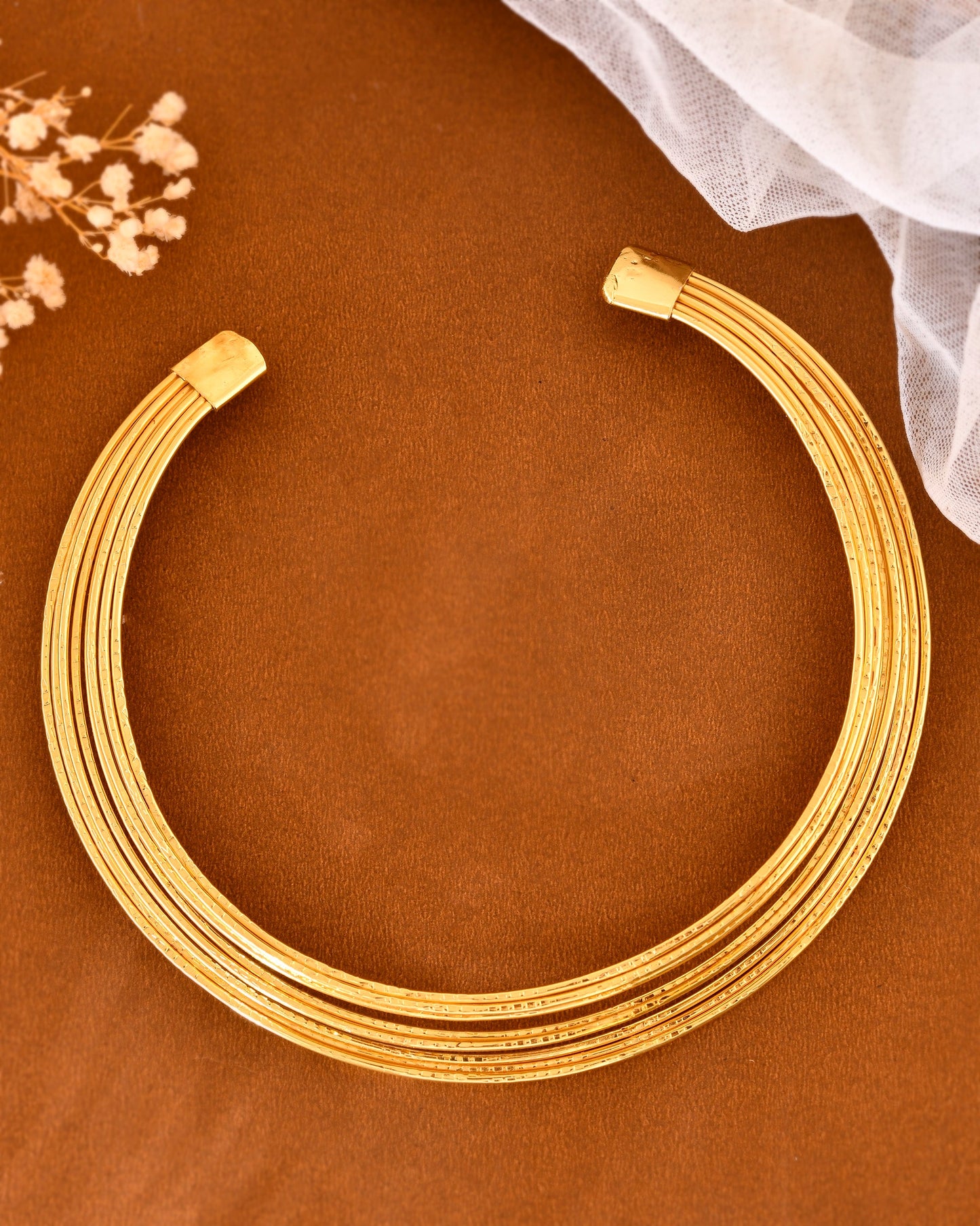 VOJ Gold-Polished Muti Layared Hasli Necklace | Swadesiicart