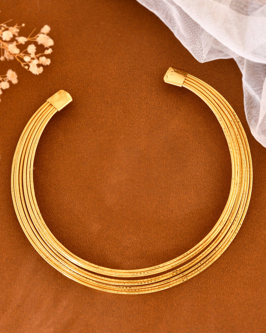 VOJ Gold-Polished Muti Layared Hasli Necklace | Swadesiicart