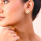 VOJ Gold-Polished Flower Shaped Pearl Stud Earrings - Swadesiicart