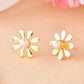 VOJ Gold-Polished Flower Shaped Pearl Stud Earrings - Swadesiicart
