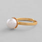 VOJ Gold-Polished One Pearl Ring | Swadesiicart