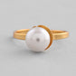 VOJ Gold-Polished One Pearl Ring | Swadesiicart