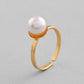 VOJ Gold-Polished One Pearl Ring | Swadesiicart