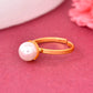 VOJ Gold-Polished One Pearl Ring | Swadesiicart