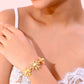 VOJ Gold-Polished with 3 Flower and Pearl Kada Bracelet - Swadesiicart
