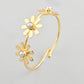 VOJ Gold-Polished with 3 Flower and Pearl Kada Bracelet - Swadesiicart