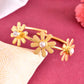 VOJ Gold-Polished with 3 Flower and Pearl Kada Bracelet - Swadesiicart