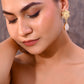 VOJ Gold-Polished Flower Shaped Stone Studded Drop Earrings - Swadesiicart