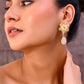 VOJ Gold-Polished Flower Shaped Stone Studded Drop Earrings - Swadesiicart