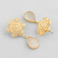 VOJ Gold-Polished Flower Shaped Stone Studded Drop Earrings - Swadesiicart