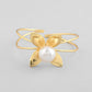 VOJ Gold-Polished Flower Shaped With Pearl In Center Kada Bracelet - Swadesiicart