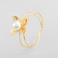 VOJ Gold-Polished Flower Shaped With Pearl In Center Kada Bracelet - Swadesiicart