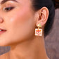 VOJ Gold-Polished Hand Painted Drop Stud Earrings - Swadesiicart