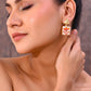 VOJ Gold-Polished Hand Painted Drop Stud Earrings - Swadesiicart