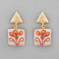 VOJ Gold-Polished Hand Painted Drop Stud Earrings - Swadesiicart