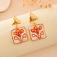 VOJ Gold-Polished Hand Painted Drop Stud Earrings - Swadesiicart
