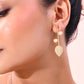VOJ Gold-Polished Leaf Shaped with Pearl Studded Earrings - Swadesiicart
