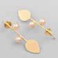 VOJ Gold-Polished Leaf Shaped with Pearl Studded Earrings - Swadesiicart