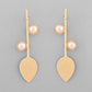 VOJ Gold-Polished Leaf Shaped with Pearl Studded Earrings - Swadesiicart