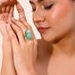 VOJ Gold-Polished Big Green Stone Studded Ring | Swadesiicart