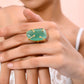 VOJ Gold-Polished Big Green Stone Studded Ring | Swadesiicart