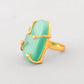 VOJ Gold-Polished Big Green Stone Studded Ring | Swadesiicart