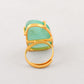 VOJ Gold-Polished Big Green Stone Studded Ring | Swadesiicart