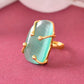 VOJ Gold-Polished Big Green Stone Studded Ring | Swadesiicart
