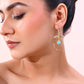 VOJ Gold-Polished Blue Stone Studded Circular Drop Earrings - Swadesiicart