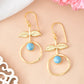 VOJ Gold-Polished Blue Stone Studded Circular Drop Earrings - Swadesiicart